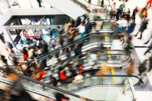 crowds shopping